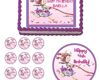 Fancy Nancy Edible Birthday Party Cake &amp; Cupcake Topper Decoration ...
