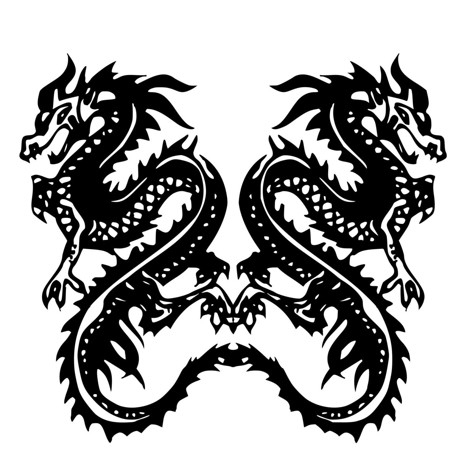Twin Tribal Dragons DieCut Decal Car Window Wall Bumper Phone