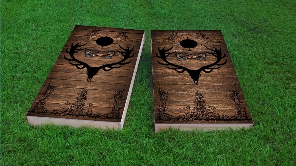 Elk Hunters Themed 2x4 Custom Cornhole Board Set with bags