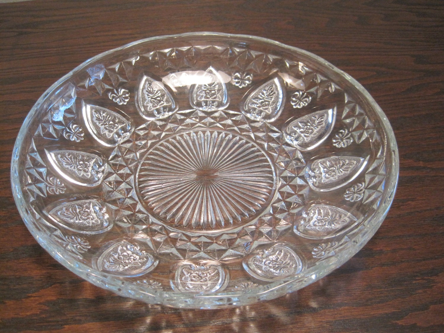 Rare Mid Century Large Glass Serving Bowl Platter-KIG Malaysia