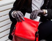RED Backpack & Messenger Leather bag / RED Leather backpack / Woman Leather backpack /leather RED bag, Hipster Backpack