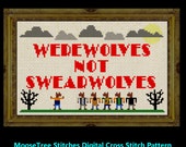 Werewolves not swearwolves Digital cross stitch pattern inspired by movie What we do In the shadows Vampires vs werewolves jemaine clement