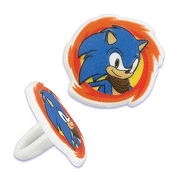24 Sonic Boom Cupcake Topper Rings
