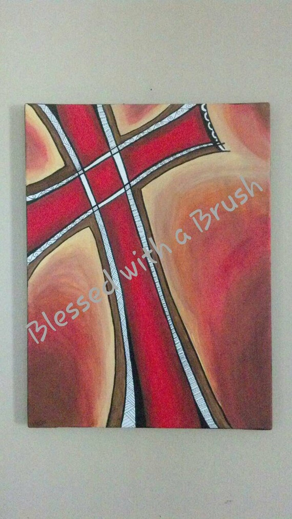 Items Similar To 12x16 Canvas Acrylic Painted Cross With Zentangle   Il 570xN.712364666 F8se 