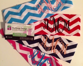 Chevron Headband, Embroidered Headband, Monogrammed Headband, Personalized Headband, Yoga Headband, Sports Headband