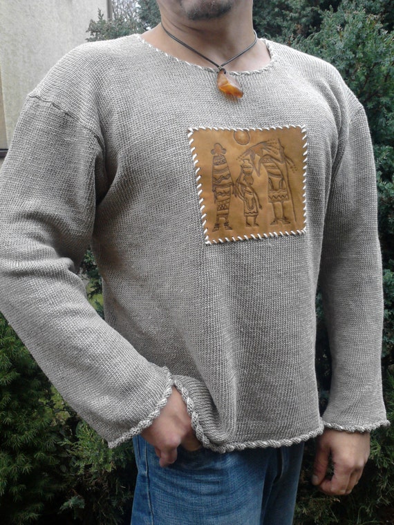 Linen knit sweater for men bio kleidung Organic clothing