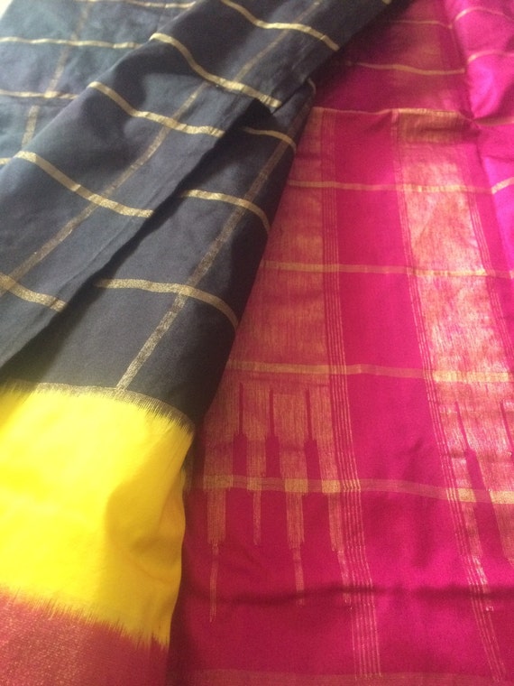 black ikat saree