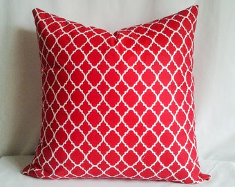 Red and White Pillow Cover, 18x18 Pillow Cover, Decorative Pillow, Toss Pillow, Home Decor, Summer, Spring Decor