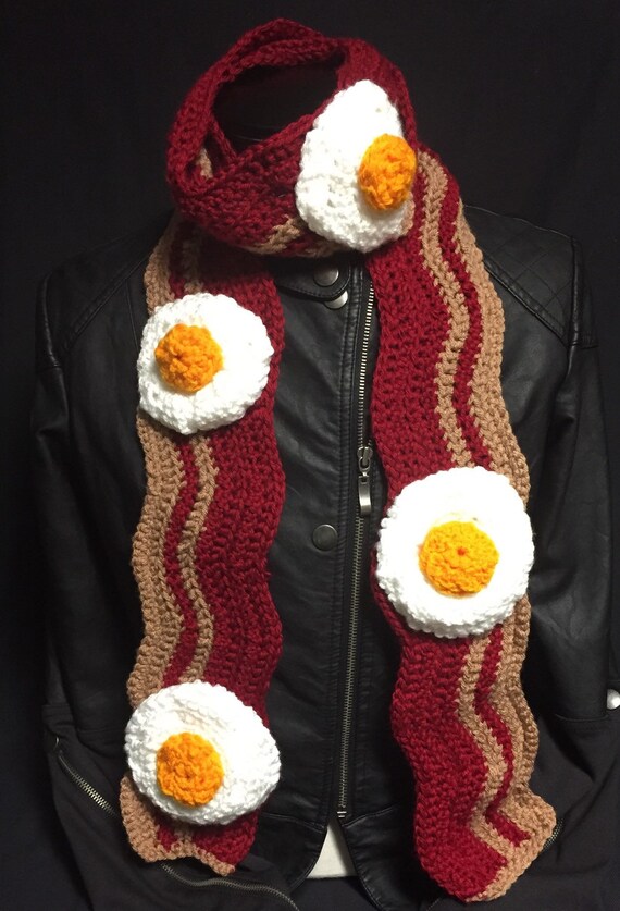 Bacon and Eggs Breakfast Scarf by EclecticYarnWorks on Etsy