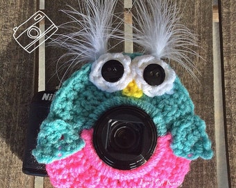 Owl camera lens buddy, crochet camera buddy, owl camera buddy, camera accessories, photography props, photo props.