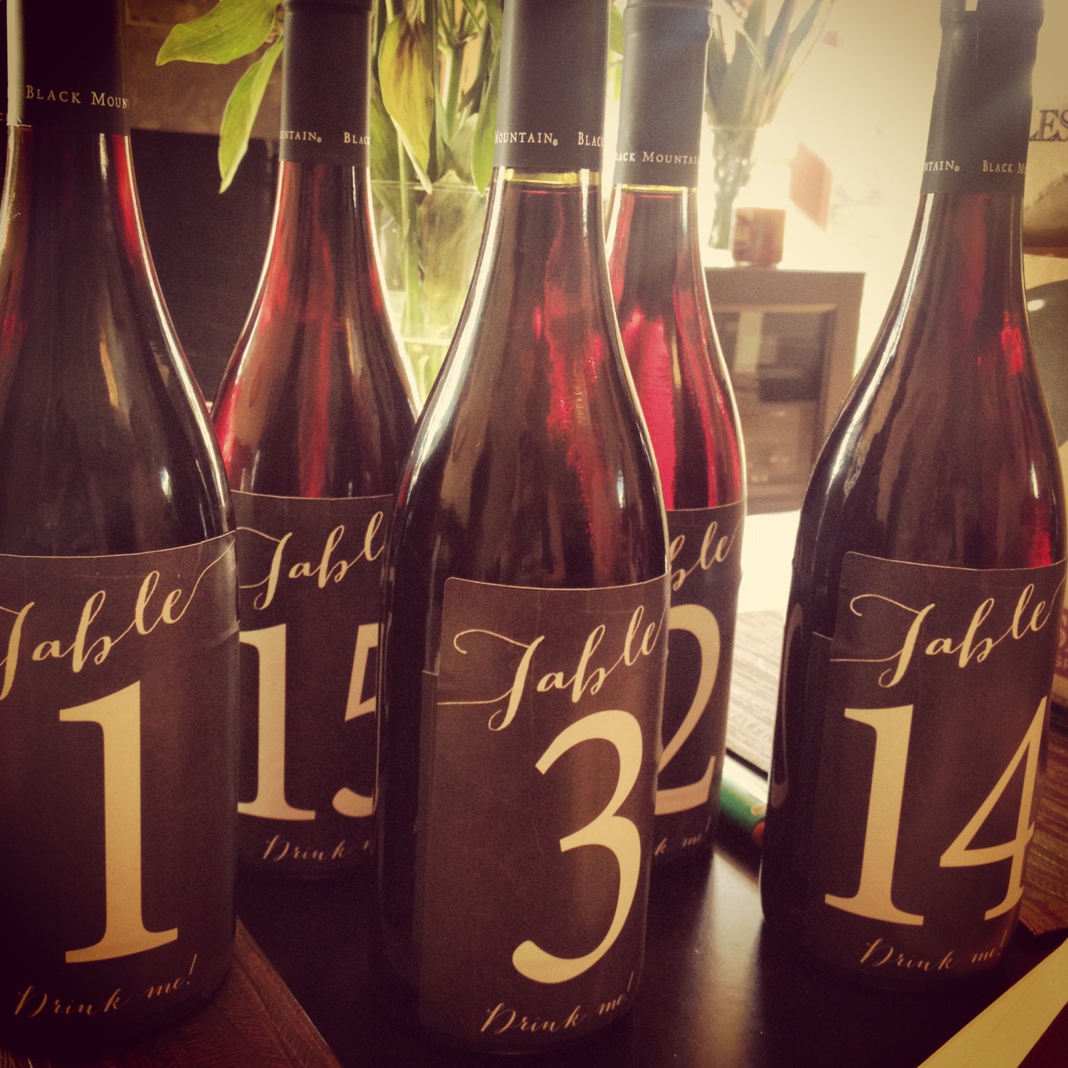 Table Number Wine Bottle Labels//Table by LeachCreativeDesigns