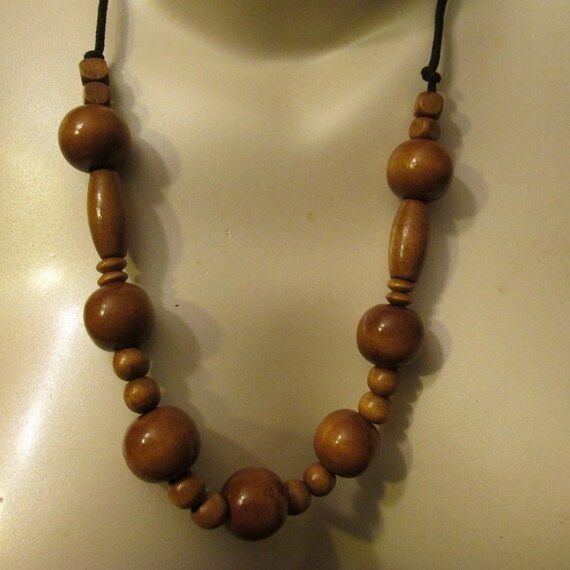 Vintage Natural Wooden Bead and Cording by VintageJewelryfor5