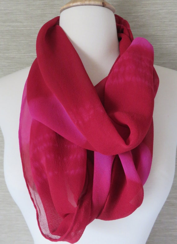 infinity scarf Silk scarf deep and bright fuchsia by theyearofMAY