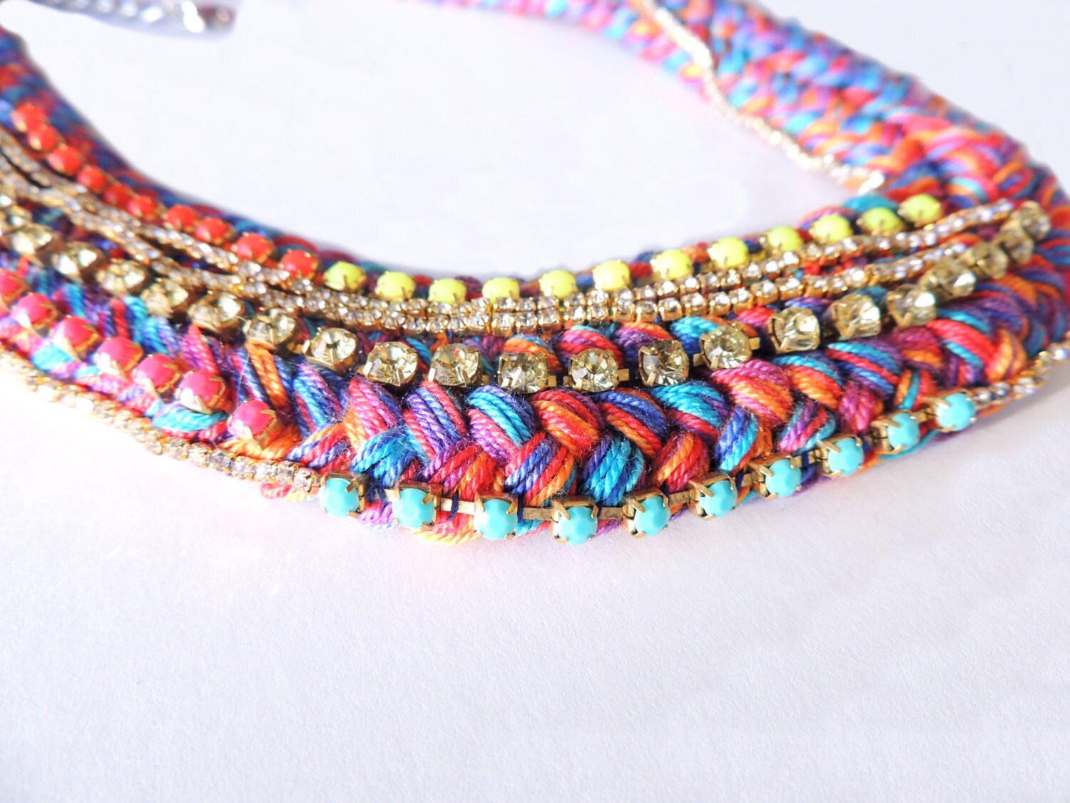 Braided Fabric Necklace Cotton Braids Necklace by JewelryLanChe