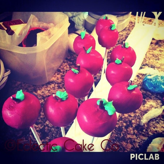 1 Dozen Apple Shaped Cake Pops SCULPTED CAKEPOPS by EclecticEats