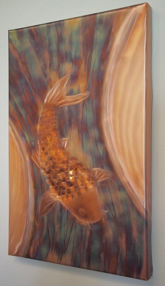 Flame Painted Copper Wall Art Copper Koi 14
