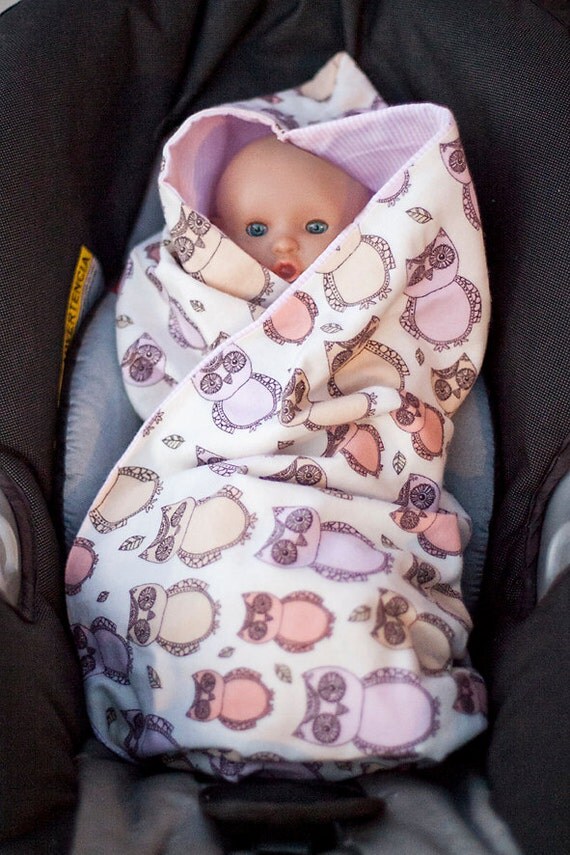 Items similar to Reversible Hooded Car Seat Blanket Owl Pattern
