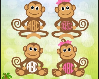 Monkey ~ Monkey SVG ~ Monkey Monogram ~ Kids SVG ~ Kids Shirt ~ Monkey Clipart ~ Commercial Use SVG ~ Clip Art ~ Cut File ~ eps dxf png jpeg