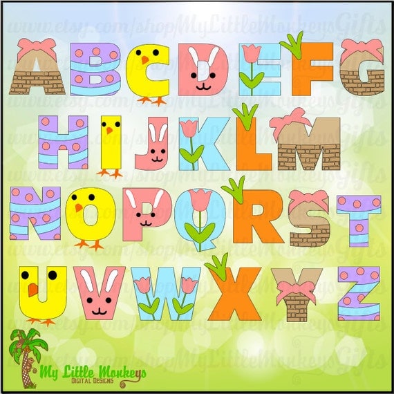 easter spring alphabet digital file instant download