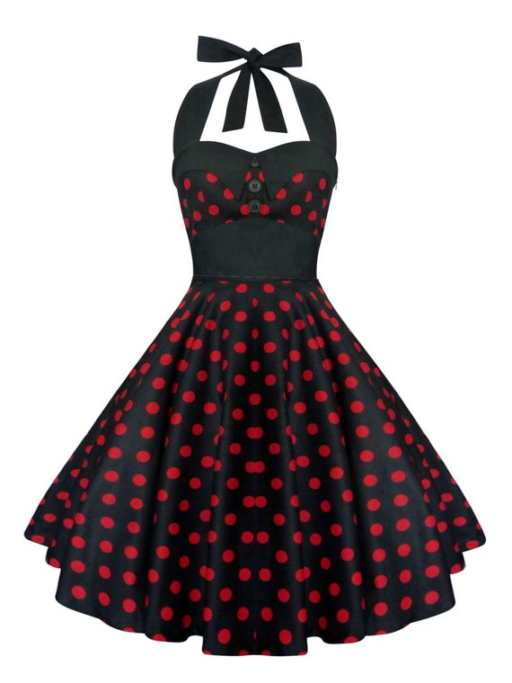 Rockabilly Dress Pin Up Dress Black Polka Dot By Ladymayraclothing 