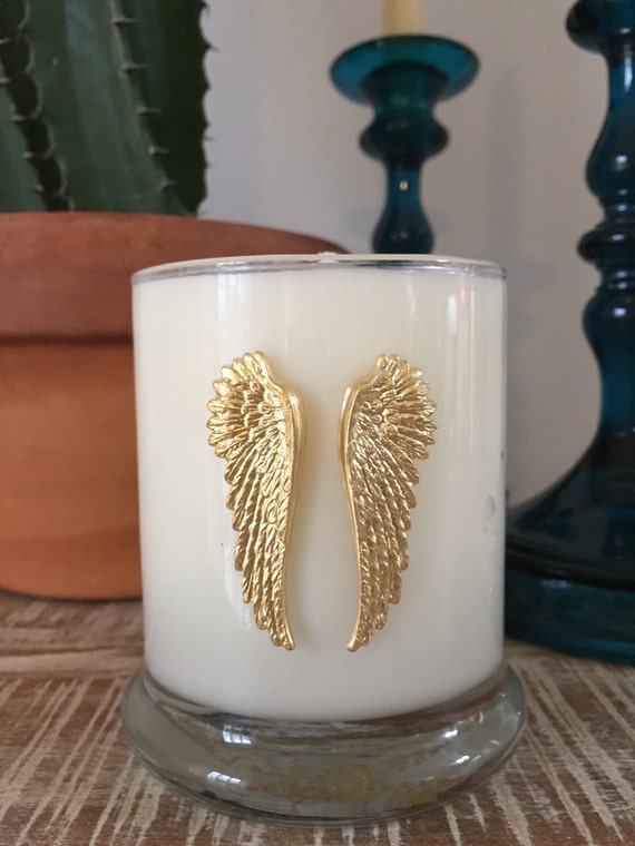 Items similar to Embellished Angel Wing Candle 6 Candles Brass wings