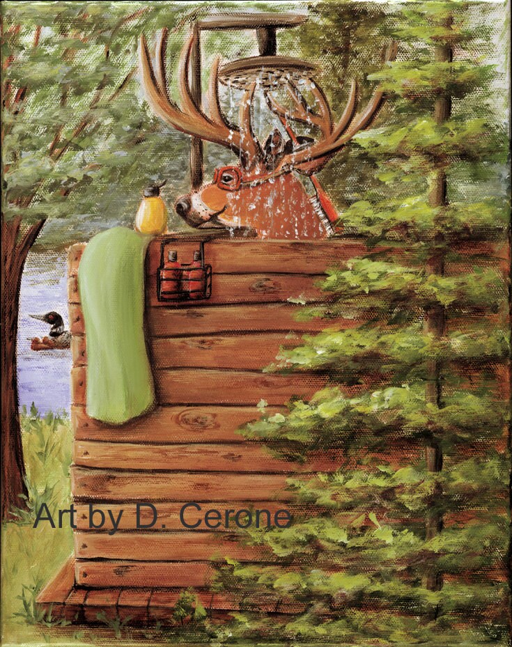 Rustic Cabin Decor Cabin Bathroom Art Print by ArtPrintsByDebbie
