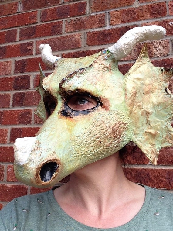 Dragon mask/ paper mache mask/ papier mache by MrPolskysMenagerie