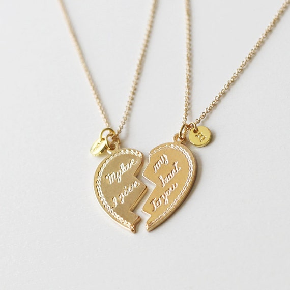 Items similar to Heart Necklace,His and Her Necklaces,lover necklace ...