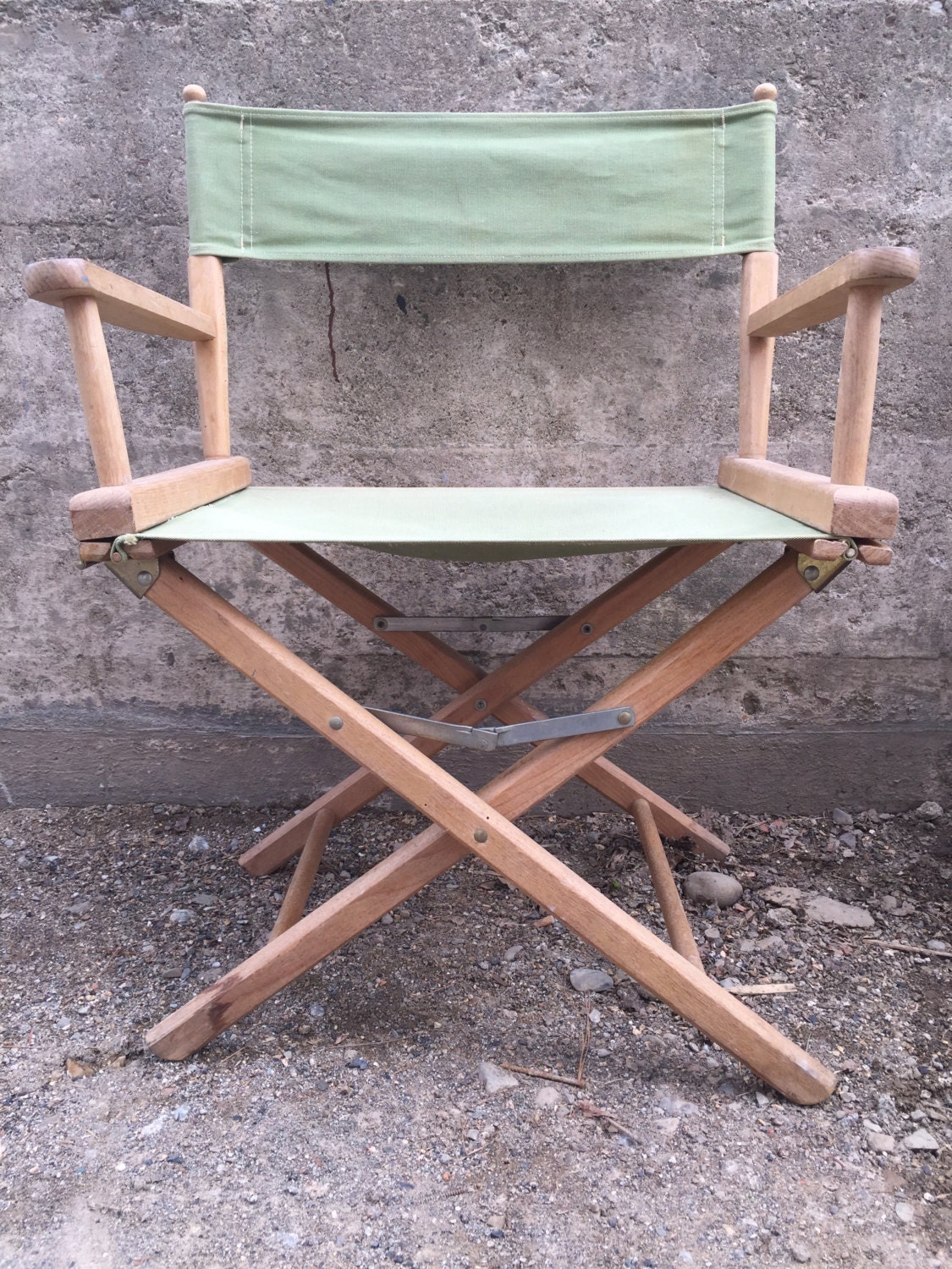 Vintage Camp Chair, Pale Green Captains Chair, Vintage Americana
