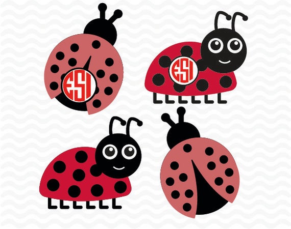 Download Ladybug monogram designs SVG DXF EPS cutting files for use