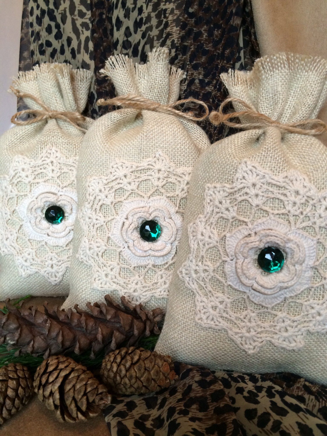 Natural Burlap Gift Bags Natural Burlap Gift Bags w/Vintage