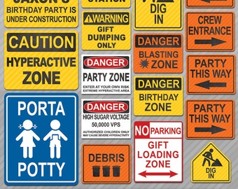 Construction Party Signs, Construction Signs, Construction Party Theme, Construction Party decor