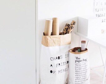 Chaos // paper bag. Hand painted, storage of clothes, toys, books...