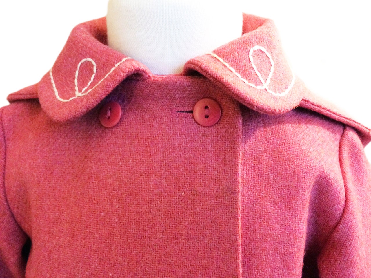 Retro upcycled girl's coat pink size 3-4 with lady bug