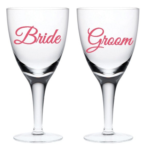 Bride and Groom wine glass stickers wedding whiskey