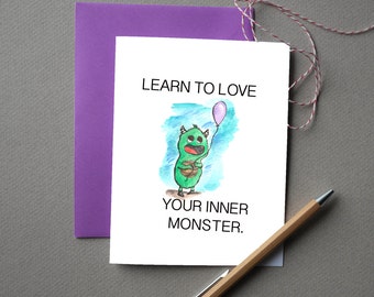 Items similar to Learn to love your inner monster, original print ...