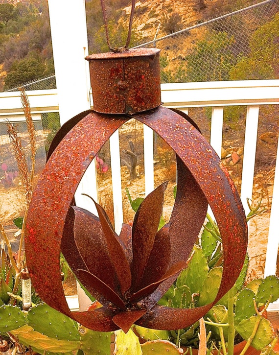 Rustic Agave Cactus Ornament Metal Yard Art by TopangaPatina