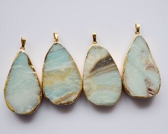 Nature green stone Druzy pendant, Stone Druzy Cluster Pendant with Gold Electroplated Edges-- Drusy Pendant