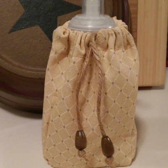 Soap Dispenser Cover Tan White Khaki Sewn by PiecesOfMyHeart2015