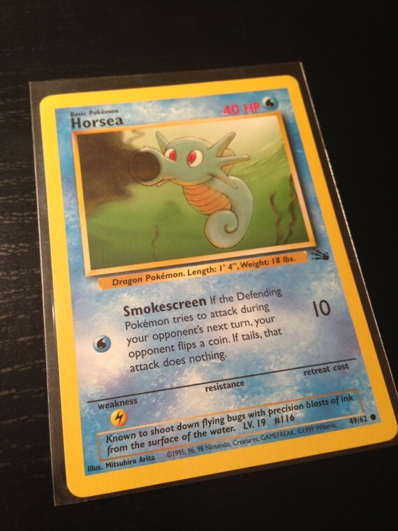 Original Horsea Pokemon Card For Crafts
