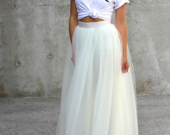 Long white skirt | Etsy