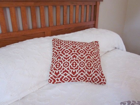 Rust/Red Trelllis Pillow Cover 16x16 Throw Pillow Cover