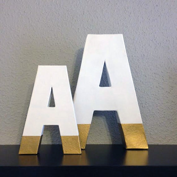 gold dipped letter white and gold freestanding alphabet
