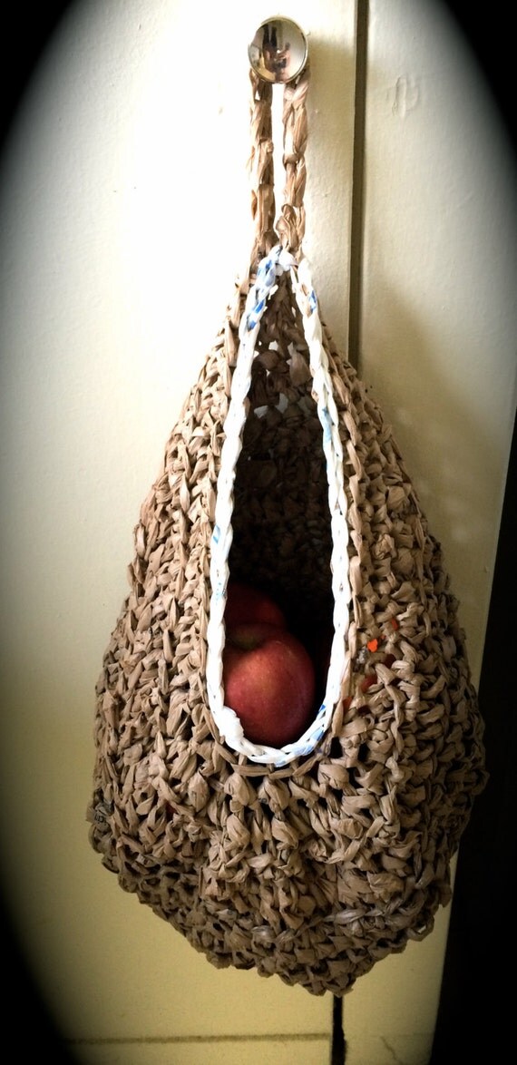 Crochet Plarn Hanging Pantry Basket by ArtsNFartsBoutique on Etsy