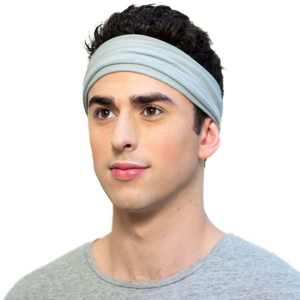 HU Limestone Grey Headband for Men. Premium Organic Cotton