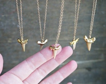 Shark Tooth Necklace // Gold Dipped Genuine Natural Sharks Tooth Pendant on a Gold Filled Chain / Beachy Boho ... choose your chain length