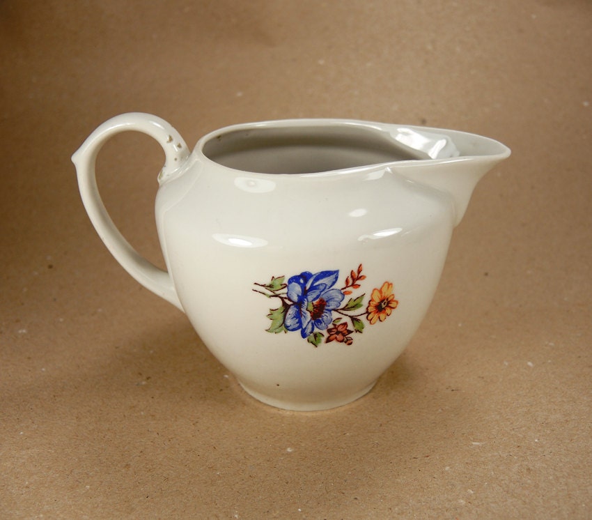 Vintage Creamer Milk Jug with Flower Decoration 1940s1950s Haute Juice