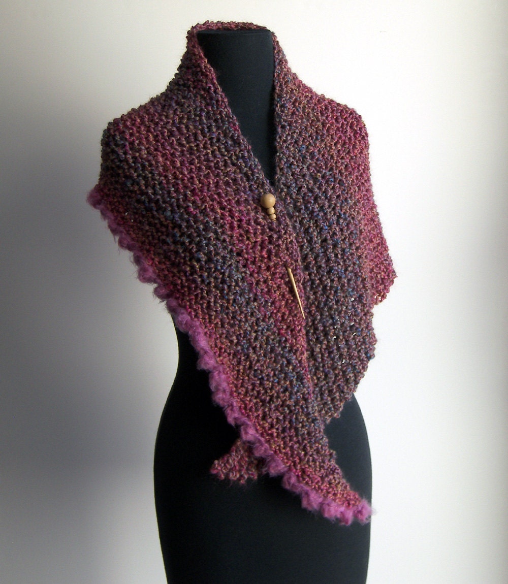 SALE Hand Knit Asymmetrical Shoulder Shawl Scarf Cowl Wrap