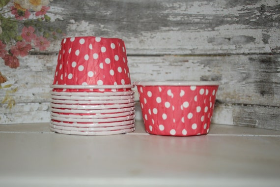Red Nut Cup, Dessert Cups, Ice cream cups. Baking Cups, Portion Cups -- Set of 12, dots, stripes Il_570xn