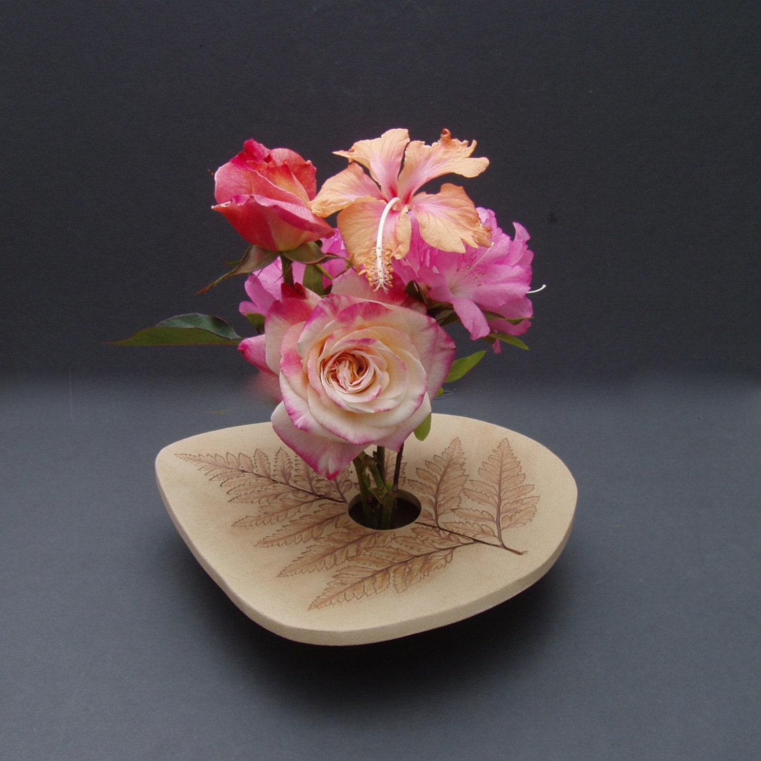 Handmade Pottery Ikebana Vase . Fern by KensGardenPottery on Etsy